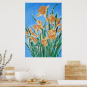 Blooming Golden Daffodils Bold Line Art Poster (Keuken)