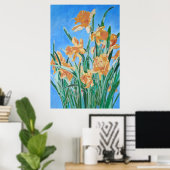 Blooming Golden Daffodils Bold Line Art Poster (Thuiskantoor)