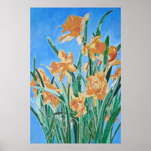 Blooming Golden Daffodils Bold Line Art Poster (Voorkant)
