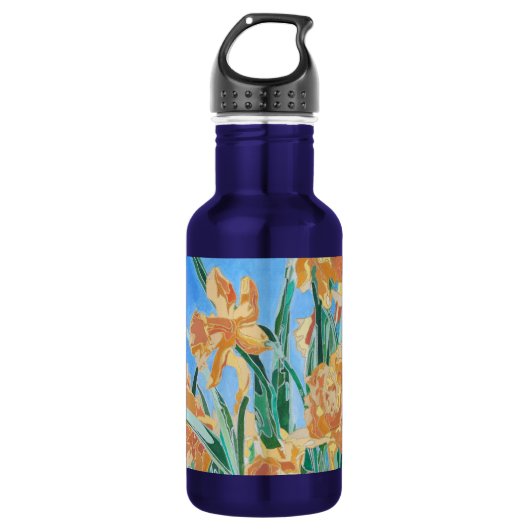 Blooming Golden Daffodils Bold Line Art Waterfles (Voorkant)