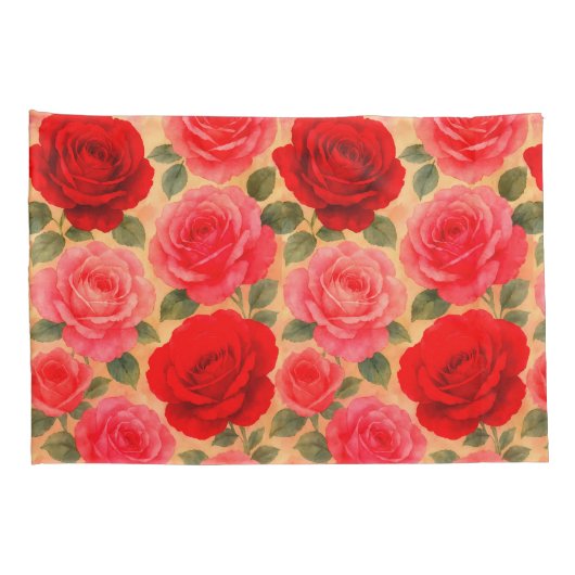 Blooming Grace – Watercolor Rose Harmony Kussensloop (Achterkant-Rechts)