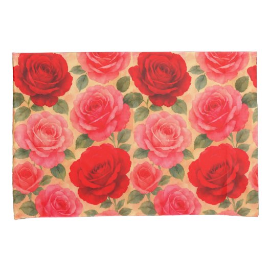 Blooming Grace – Watercolor Rose Harmony Kussensloop (Voorkant-Rechts)