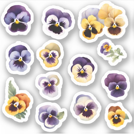 Blooming Happy Pansies Flower Sticker Pack (Voorkant)