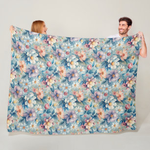 Blooming Harmony: Een symfonie van Waterverf bloem Fleece Deken
