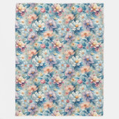 Blooming Harmony: Een symfonie van Waterverf bloem Fleece Deken (Voorkant)