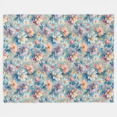 Blooming Harmony: Een symfonie van Waterverf bloem Fleece Deken (Voorkant (Horizontaal))