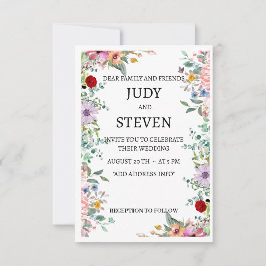 "Blooming Harmony" Levendige Multicolor Bloemen Save The Date (Voorkant)