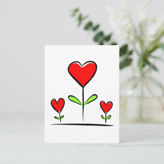 Blooming hartbloemen liefdeshart briefkaart (Staand voorkant)