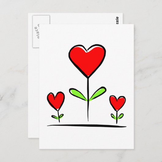 Blooming hartbloemen liefdeshart briefkaart (Voorkant / Achterkant)