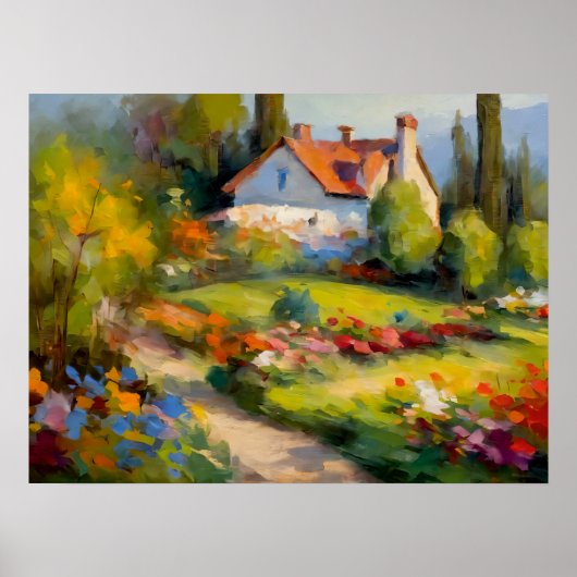 Blooming Haven: Huis en Tuin Verrukking Poster (Voorkant)