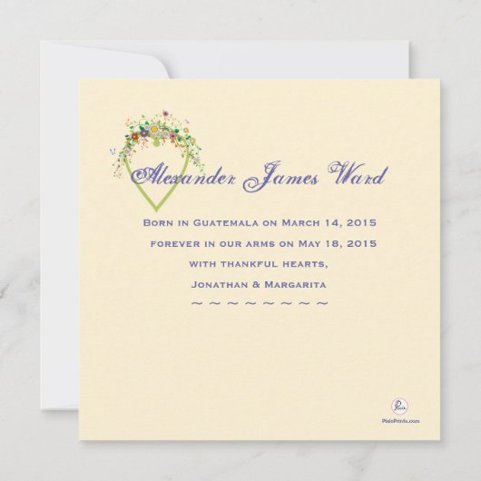 Blooming Heart - Aankondiging van fotoadoptie (Achterkant)