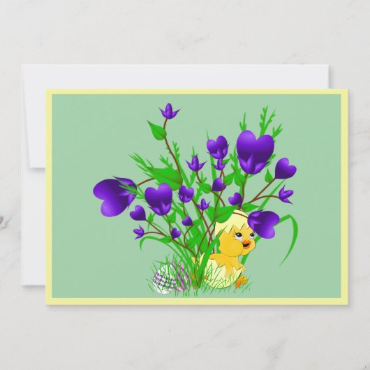 Blooming Hearts Easter Chick Uitnodiging (Voorkant)