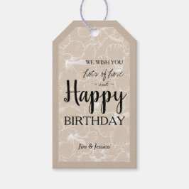 Blooming Hibiscus Floral Sketch Taupe Gift Labels Cadeaulabel