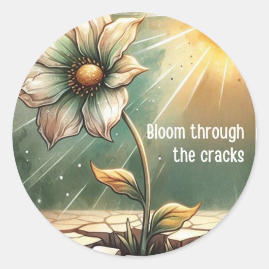 Blooming in Adversity – Floral Art Ronde Sticker (Voorkant)