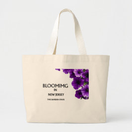  BLOOMING IN NJ , VIOLETS FLORAL CANVAS TOTE BAG