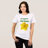 BLOOMING IN NJ,YELLOW HISBISCUS WHITE SHORT SLEEVE Tri-Blend SHIRT (Voorkant volledig)