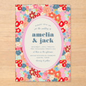 Blooming Joy Bold Bright Floral Garden Wedding Acryl Uitnodigingen (Voorkant)