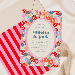 Blooming Joy Bold Bright Floral Garden Wedding Kaart