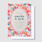 Blooming Joy Bold Bright Floral Garden Wedding Vellum Uitnodigingen (Offset)