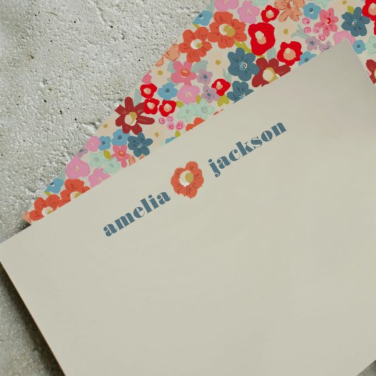 Blooming Joy Bold Bright Floral Gepersonaliseerd Notitiekaartje
