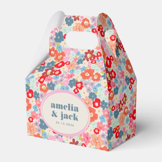 Blooming Joy Bright Bloemen Maximalistische bruilo Bedankdoosjes (Voorkant Zijde)