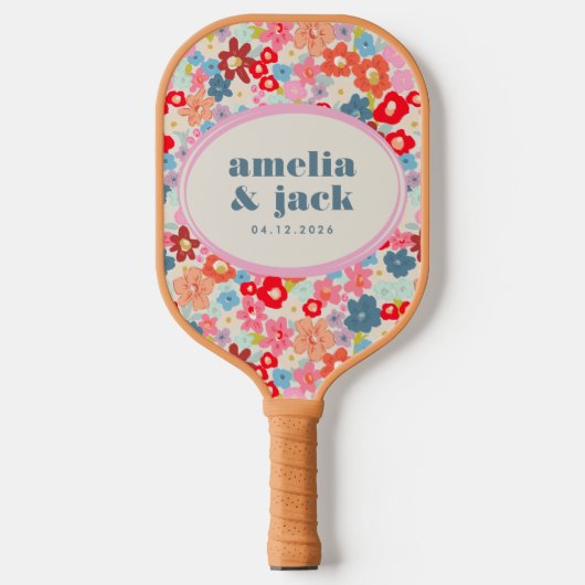 Blooming Joy Bright Bloemen Maximalistische bruilo Pickleball Paddle (Voorkant)