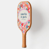 Blooming Joy Bright Bloemen Maximalistische bruilo Pickleball Paddle (Links)