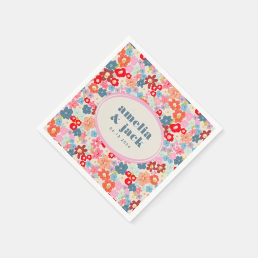 Blooming Joy Bright Bloemen Maximalistische bruilo Servet (Hoek)