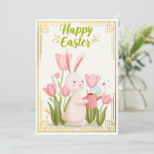 Blooming Joy – Easter Bunny Gardener Kaart (Staand voorkant)