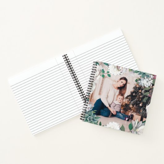 Blooming Joy Floral Christmas Foto Notitieboek (Binnen)