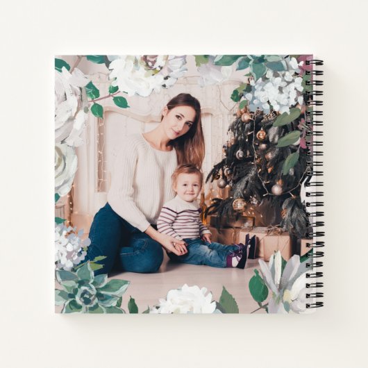 Blooming Joy Floral Christmas Foto Notitieboek (Achterkant)