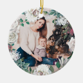 Blooming Joy Floral Christmas Foto Ornament