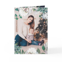 Blooming Joy Floral Kerstkaart Blauw