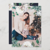 Blooming Joy Floral Kerstmis dubbele fotokaart Feestdagenkaart (Voorkant / Achterkant)