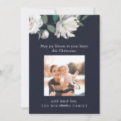 Blooming Joy Floral Kerstmis dubbele fotokaart Feestdagenkaart (Achterkant)