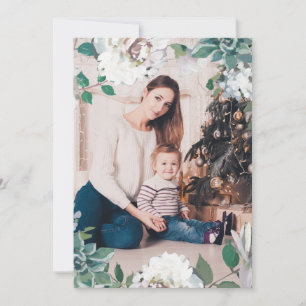 Blooming Joy Floral Kerstmis dubbele fotokaart Feestdagenkaart