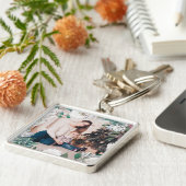 Blooming Joy Floral Kerstmis Foto Sleutelhanger (Zijkant)