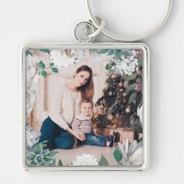 Blooming Joy Floral Kerstmis Foto Sleutelhanger