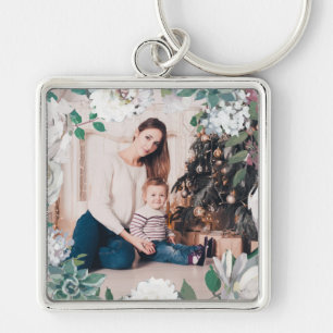 Blooming Joy Floral Kerstmis Foto Sleutelhanger