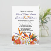 Blooming Joy / Tropische Flowers Wedding Invitatio Kaart (Staand voorkant)