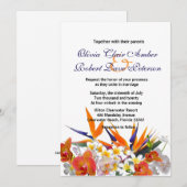 Blooming Joy / Tropische Flowers Wedding Invitatio Kaart (Voorkant / Achterkant)