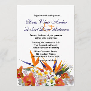 Blooming Joy / Tropische Flowers Wedding Invitatio Kaart