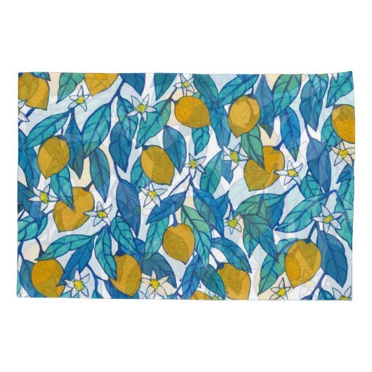 Blooming Lemon: Waterverf bloemenontwerp. Kussensloop (Achterkant)