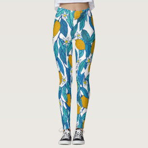 Blooming Lemon: Waterverf bloemenontwerp. Leggings