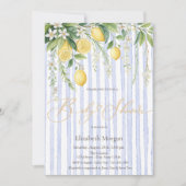  Blooming Lemons Blue Striped Baby Shower Kaart (Voorkant)