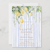  Blooming Lemons Blue Striped Bridal Shower Kaart (Voorkant)