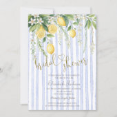  Blooming Lemons Blue Stripes Bridal Shower  Kaart (Voorkant)