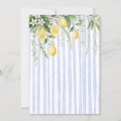  Blooming Lemons Blue Stripes Bridal Shower  Kaart (Achterkant)