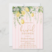  Blooming Lemons Pink Striped Bridal Shower Kaart (Voorkant)