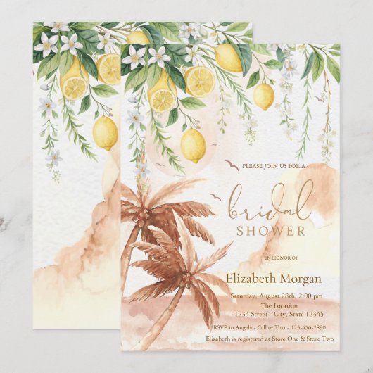  Blooming Lemons Rustic Palms Bridal Shower Kaart (Voorkant / Achterkant)